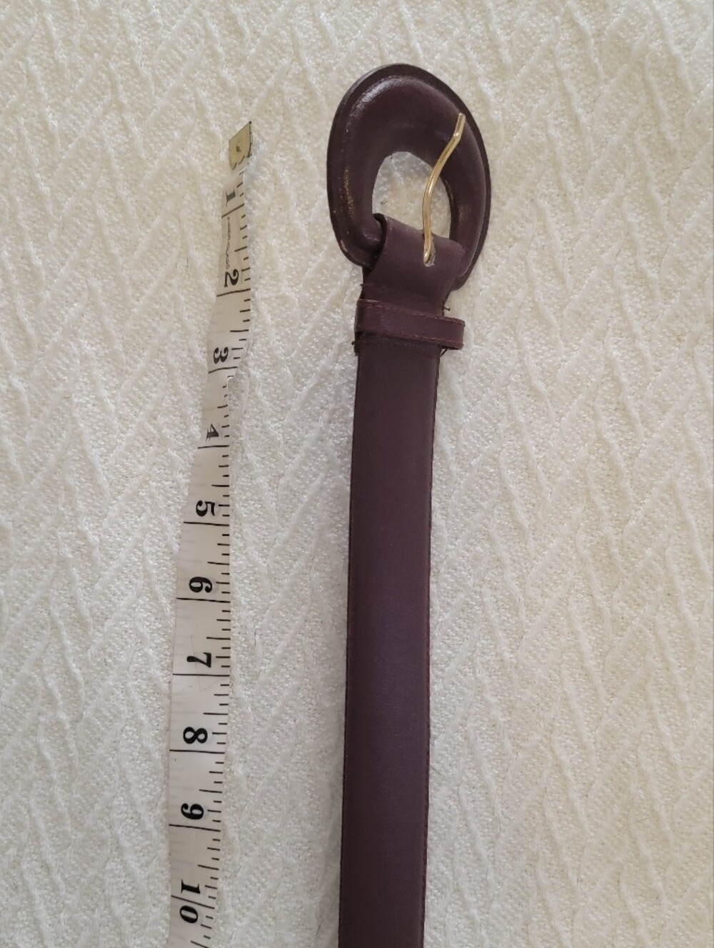 Vintage DAME Leather Belt in Dark Burgundy with Round Buckle 80s Style